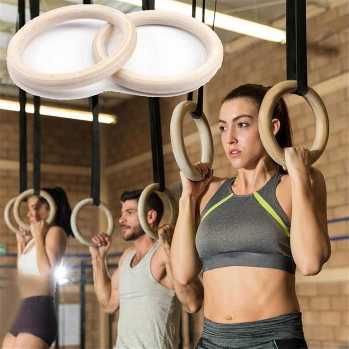 Gymnastic Ring Wood - عرض الصيف: حلقتان خشبيتان محمولتان للجمباز،